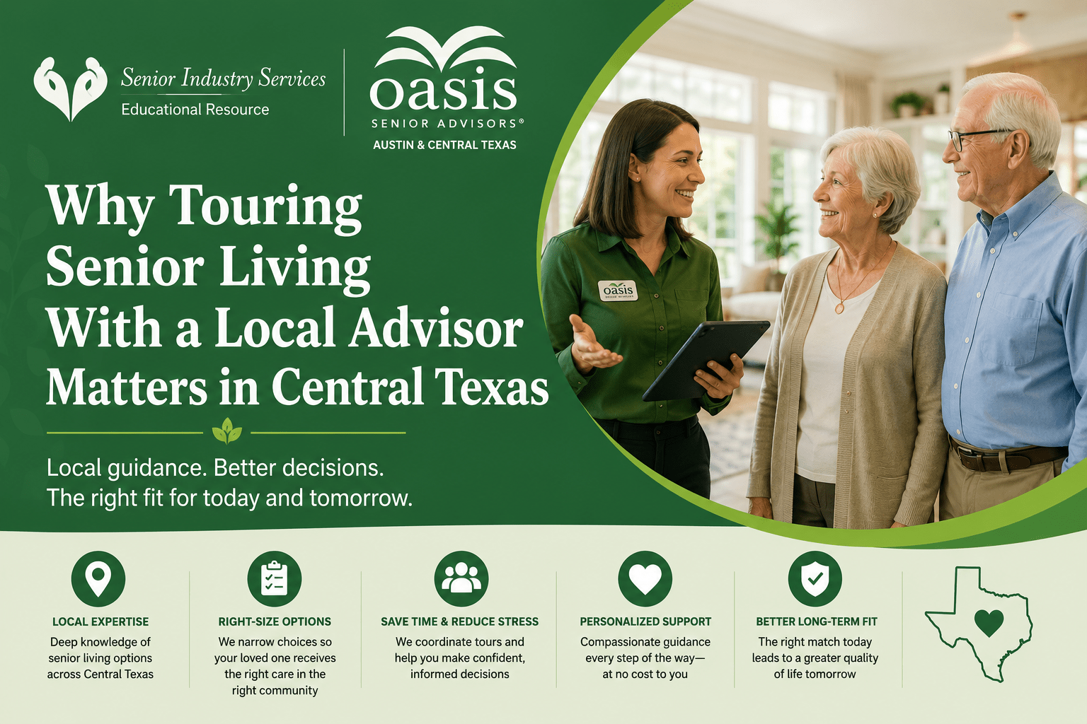 Oasis Senior Advisors Austin & Central Texas helping families tour Assisted Living and Memory Care communities across Central Texas.