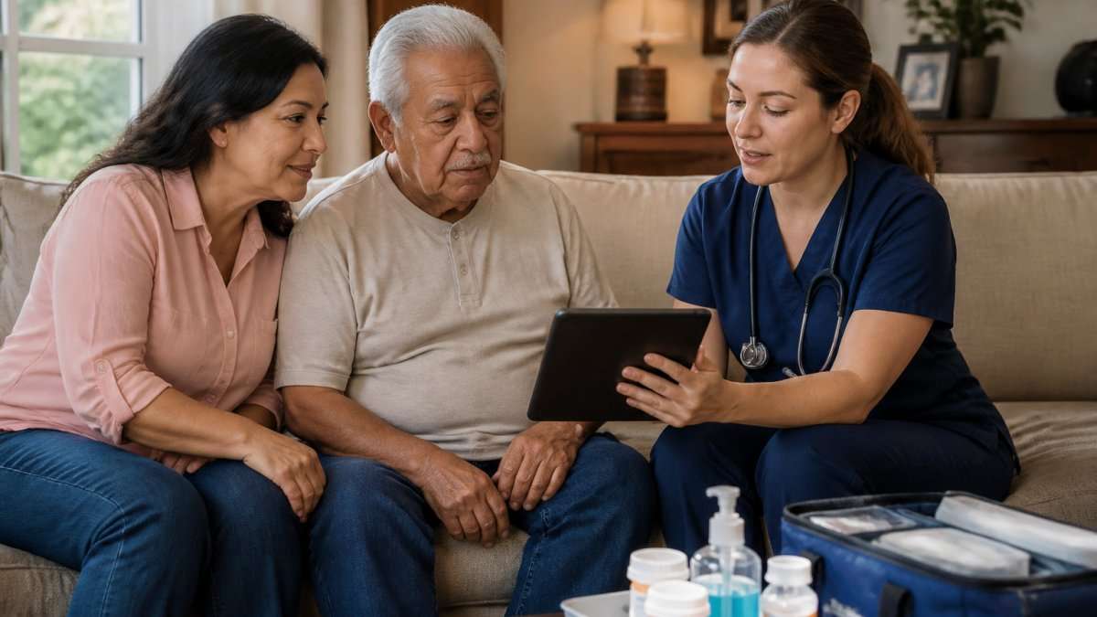 Central Texas family discussing palliative care options with a healthcare professional